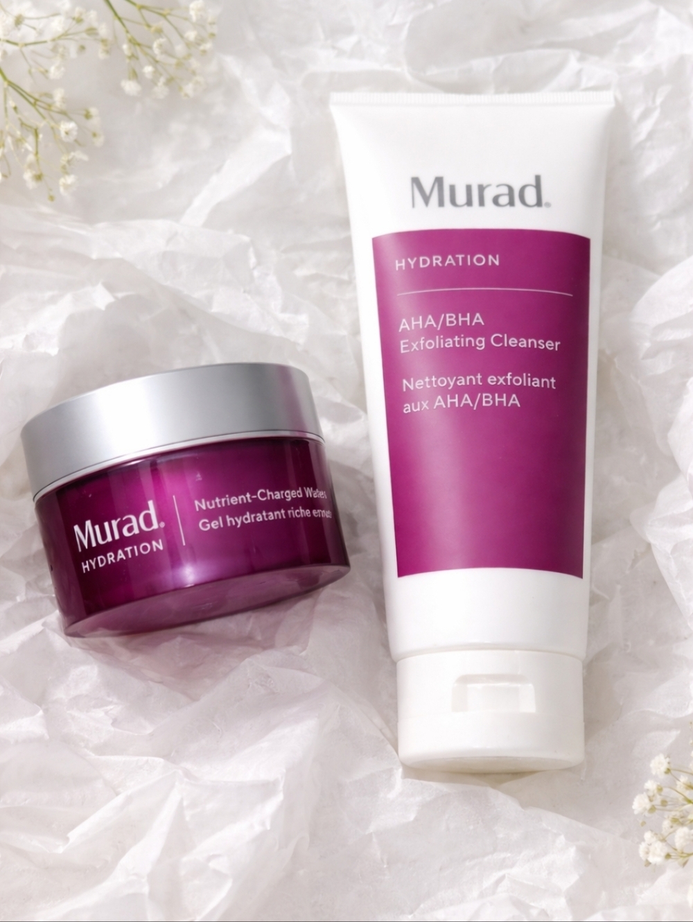 Murad Hydration Skincare Set AHA/BHA Exfoliating Cleanser + Water Gel